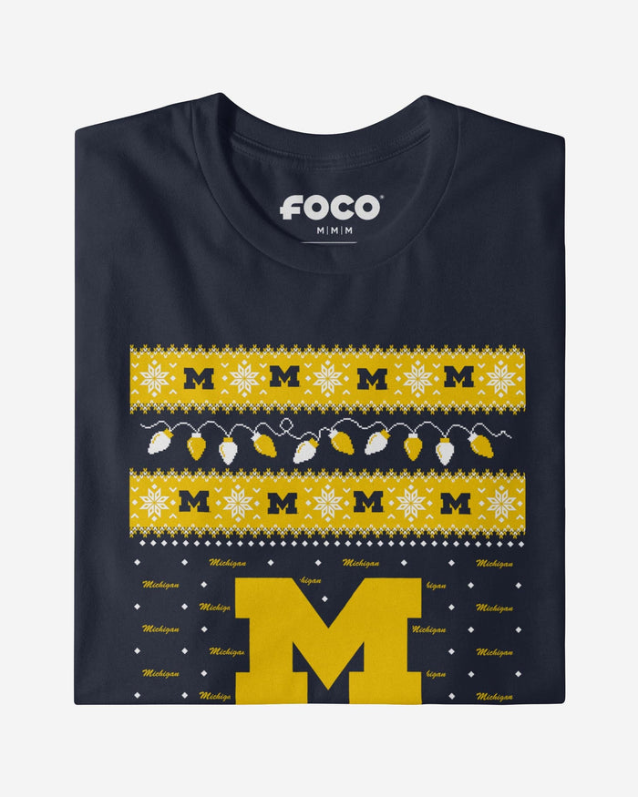 Michigan Wolverines Holiday Lights Sweater Long Sleeve T-Shirt FOCO - FOCO.com