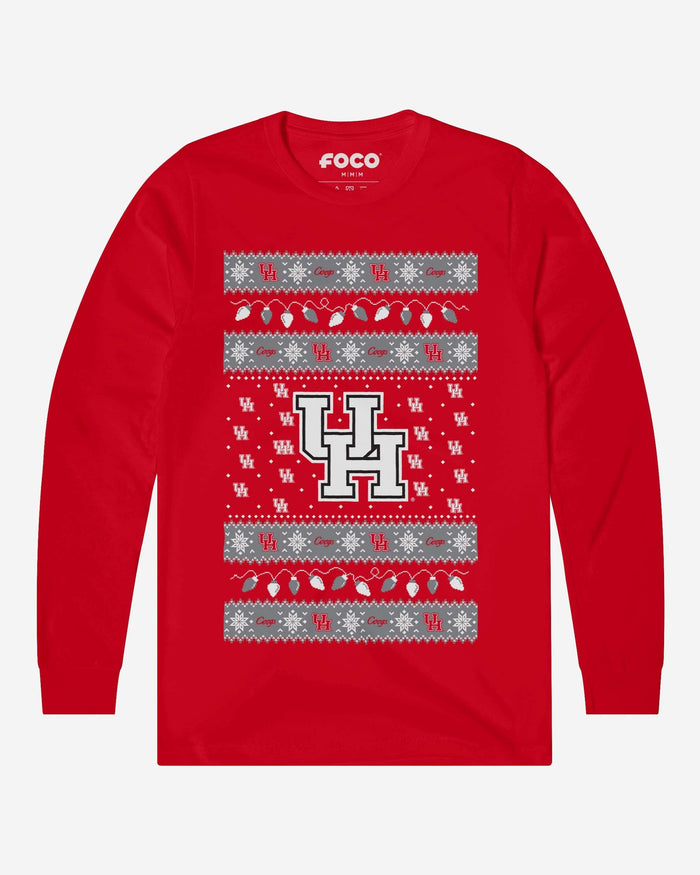 Houston Cougars Holiday Lights Sweater Long Sleeve T-Shirt FOCO S - FOCO.com