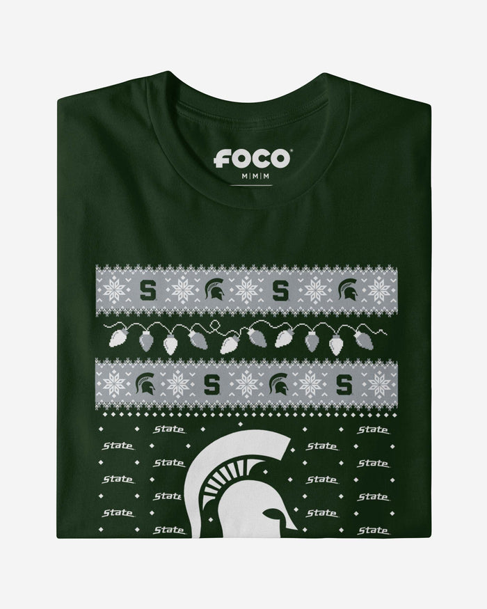 Michigan State Spartans Holiday Lights Sweater Long Sleeve T-Shirt FOCO - FOCO.com