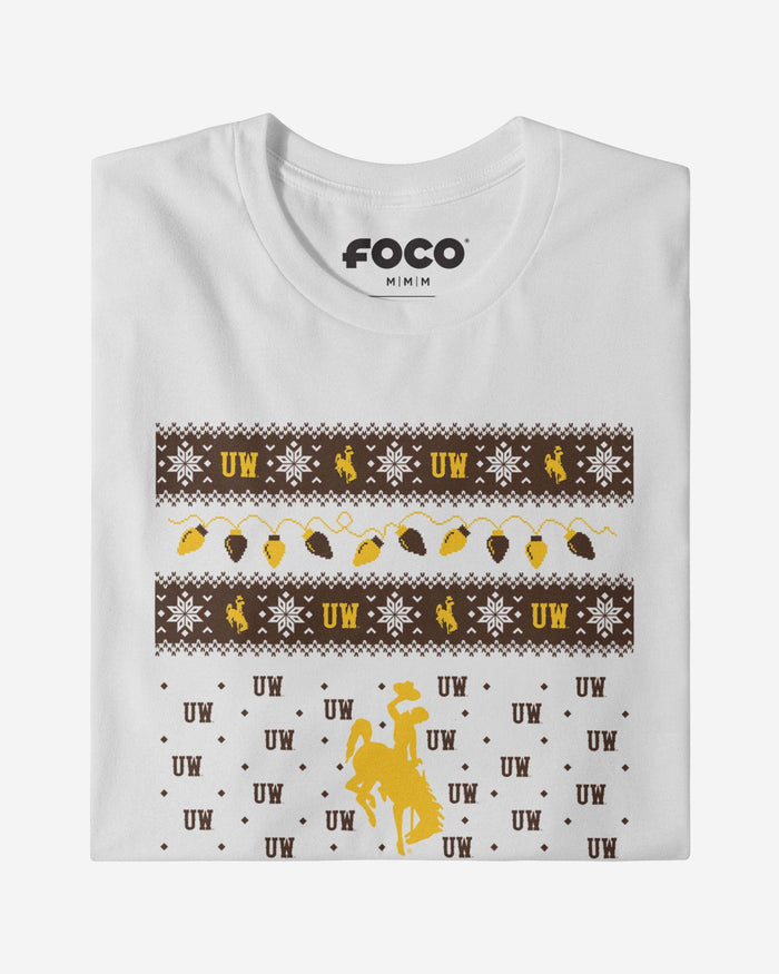 Wyoming Cowboys Holiday Lights Sweater Long Sleeve T-Shirt FOCO - FOCO.com