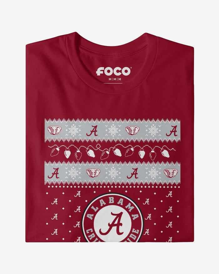 Alabama Crimson Tide Holiday Lights Sweater Long Sleeve T-Shirt FOCO - FOCO.com