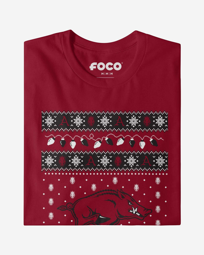 Arkansas Razorbacks Holiday Lights Sweater Long Sleeve T-Shirt FOCO - FOCO.com