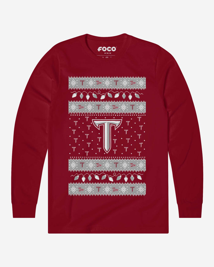 Troy Trojans Holiday Lights Sweater Long Sleeve T-Shirt FOCO S - FOCO.com