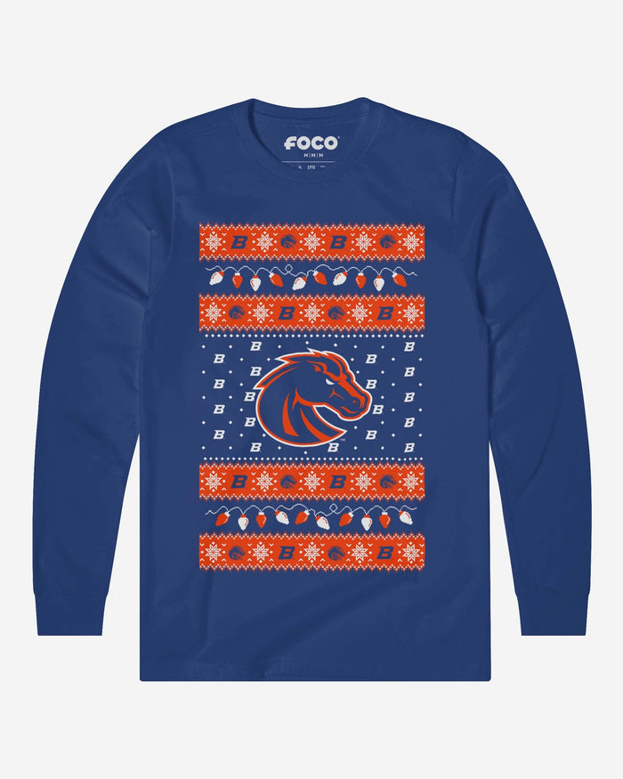 Boise State Broncos Holiday Lights Sweater Long Sleeve T-Shirt FOCO S - FOCO.com