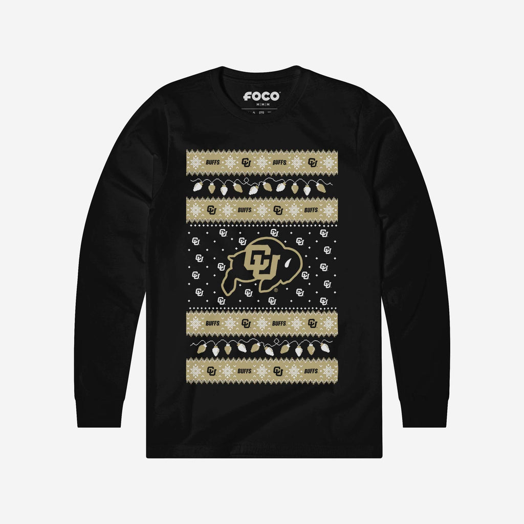 Colorado Buffaloes Holiday Lights Sweater Long Sleeve T-Shirt FOCO S - FOCO.com