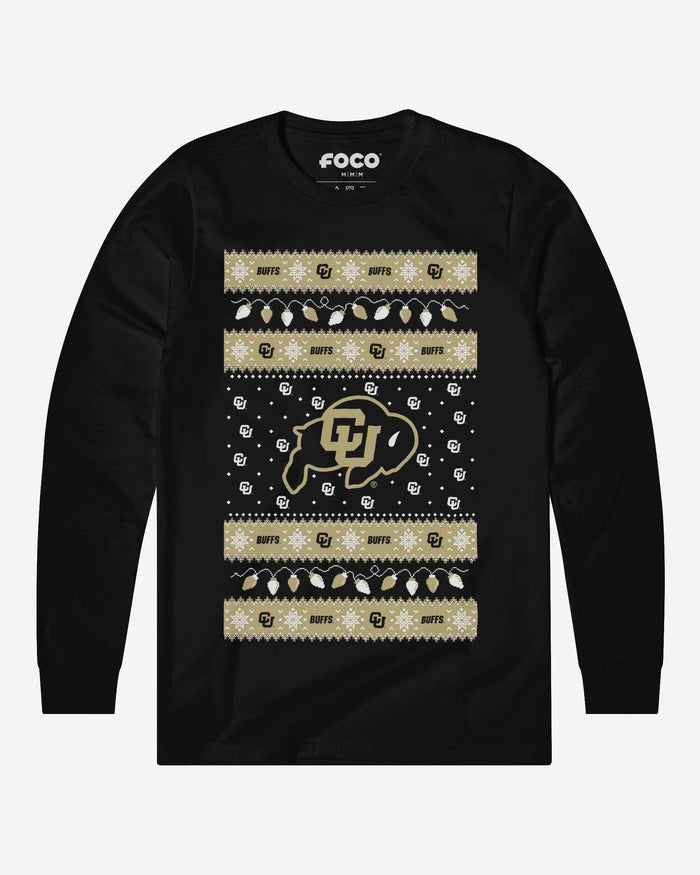 Colorado Buffaloes Holiday Lights Sweater Long Sleeve T-Shirt FOCO S - FOCO.com