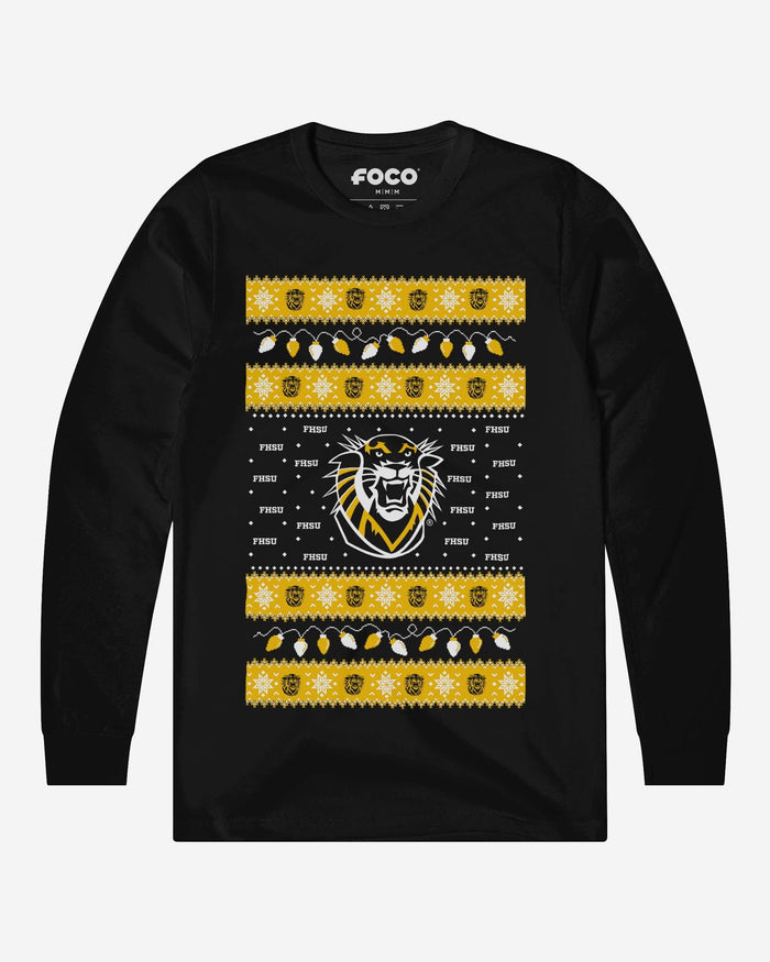 Fort Hays State Tigers Holiday Lights Sweater Long Sleeve T-Shirt FOCO S - FOCO.com