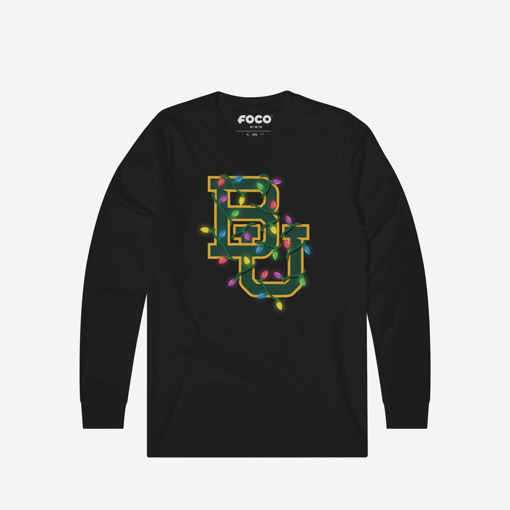 Baylor Bears Primary Logo Holiday Lights Long Sleeve T-Shirt FOCO S - FOCO.com