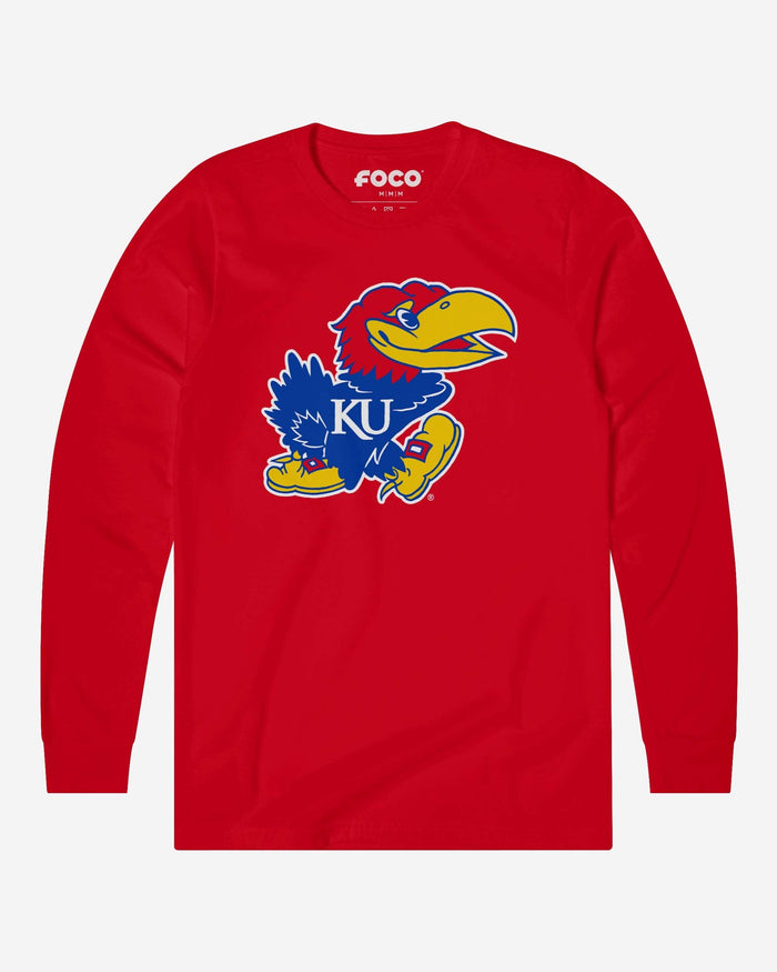 Kansas Jayhawks Primary Logo Long Sleeve T-Shirt FOCO Red S - FOCO.com