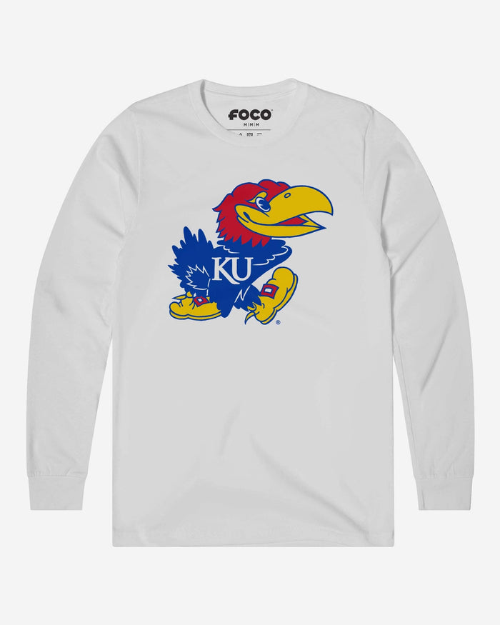 Kansas Jayhawks Primary Logo Long Sleeve T-Shirt FOCO White S - FOCO.com