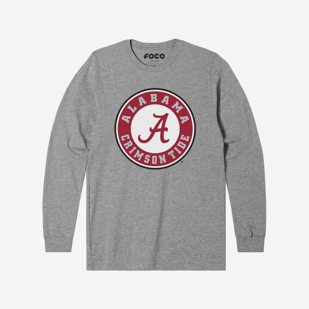 Alabama Crimson Tide Primary Logo Long Sleeve T-Shirt FOCO Athletic Heather S - FOCO.com