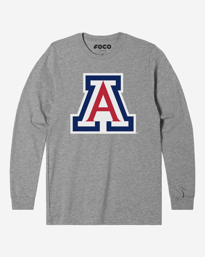 Arizona Wildcats Primary Logo Long Sleeve T-Shirt FOCO Athletic Heather S - FOCO.com