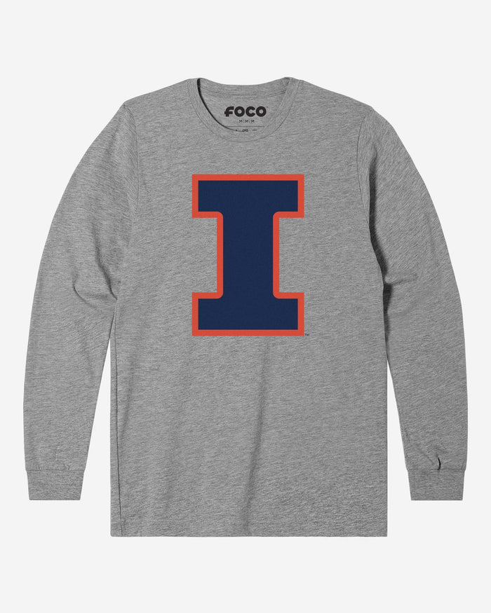 Illinois Fighting Illini Primary Logo Long Sleeve T-Shirt FOCO Athletic Heather S - FOCO.com