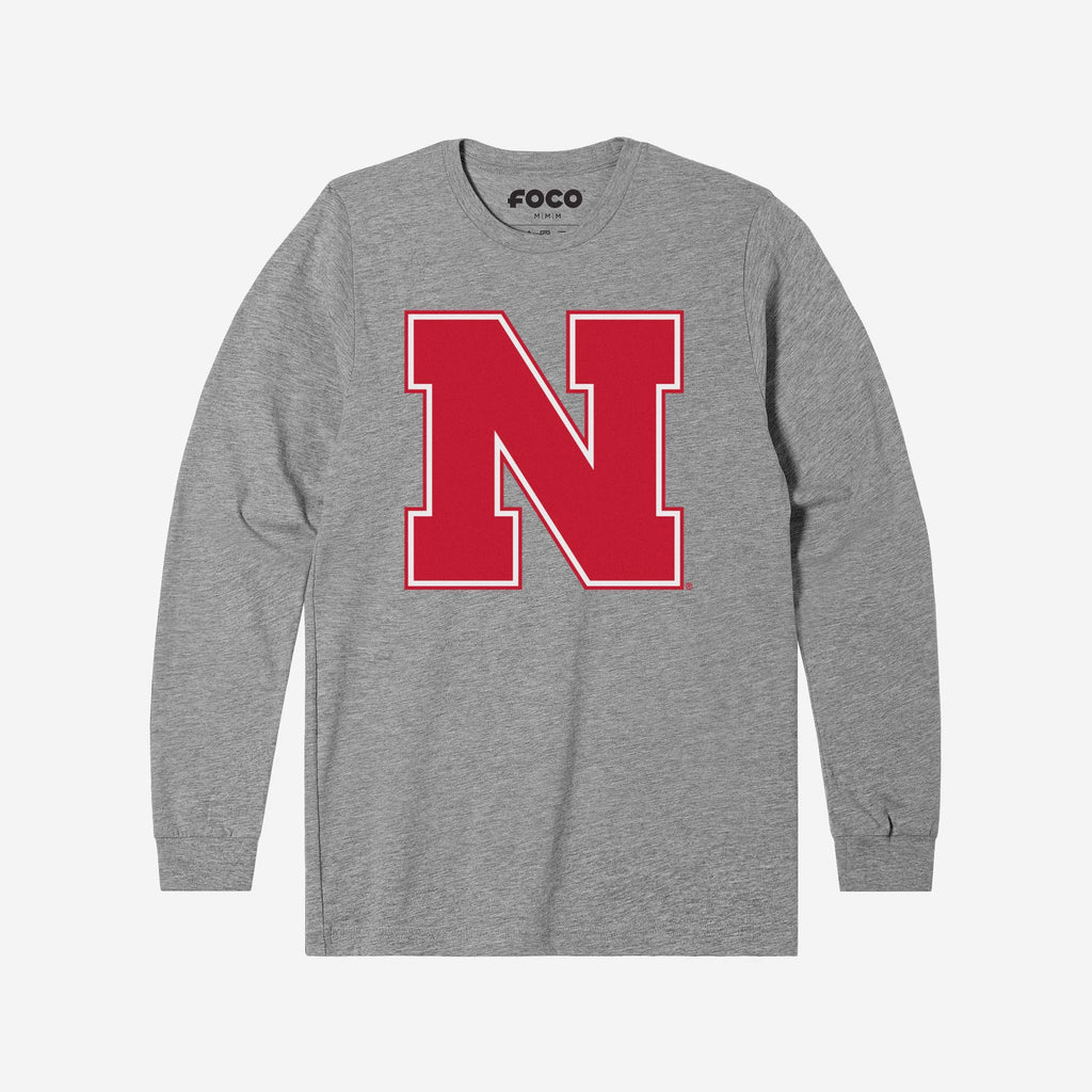 Nebraska Cornhuskers Primary Logo Long Sleeve T-Shirt FOCO Athletic Heather S - FOCO.com