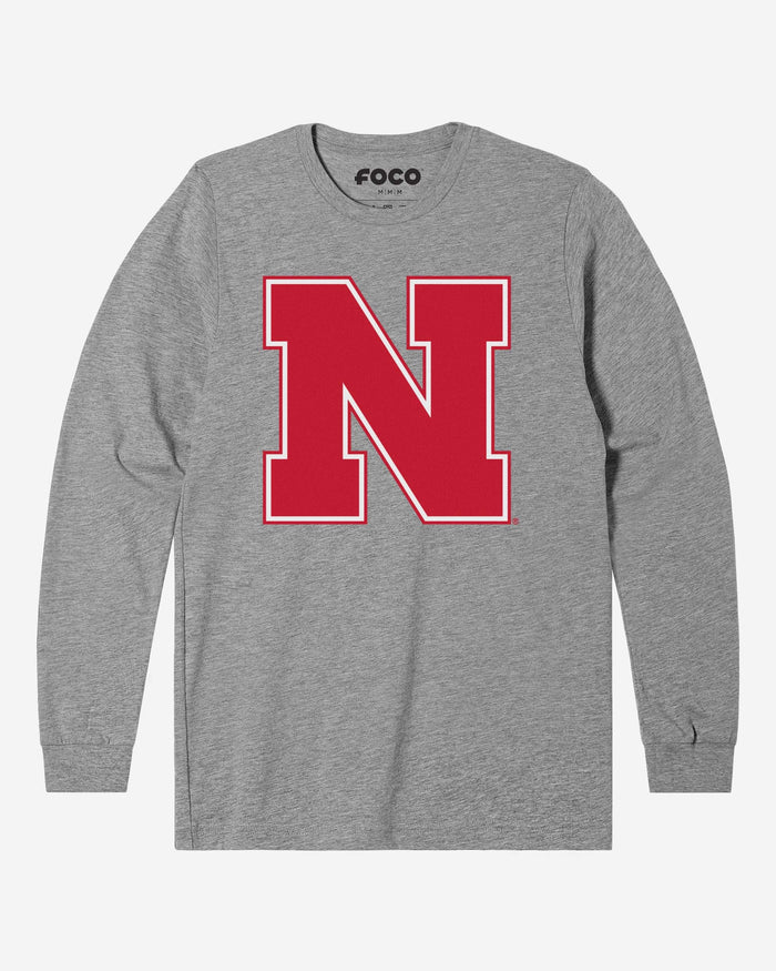 Nebraska Cornhuskers Primary Logo Long Sleeve T-Shirt FOCO Athletic Heather S - FOCO.com