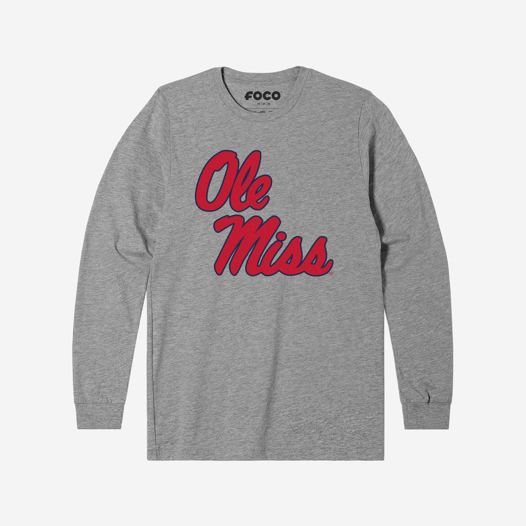 Ole Miss Rebels Primary Logo Long Sleeve T-Shirt FOCO Athletic Heather S - FOCO.com