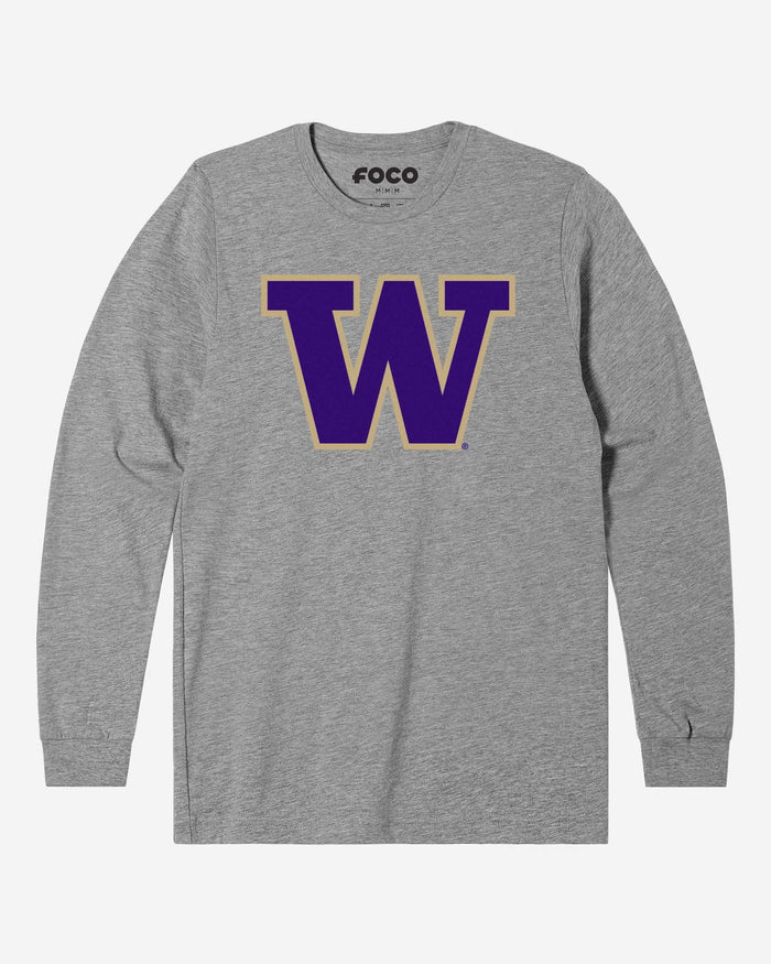 Washington Huskies Primary Logo Long Sleeve T-Shirt FOCO Athletic Heather S - FOCO.com