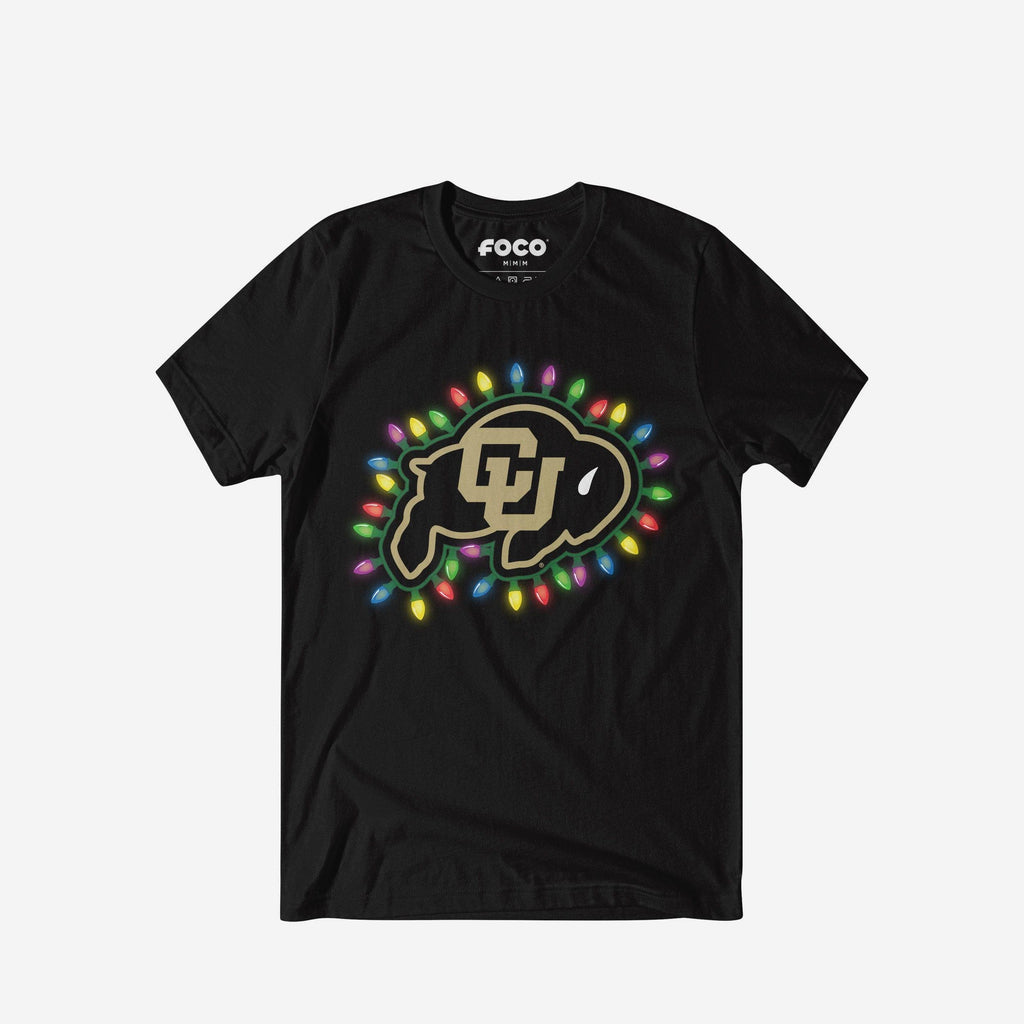 Colorado Buffaloes Primary Logo Holiday Lights T-Shirt FOCO S - FOCO.com