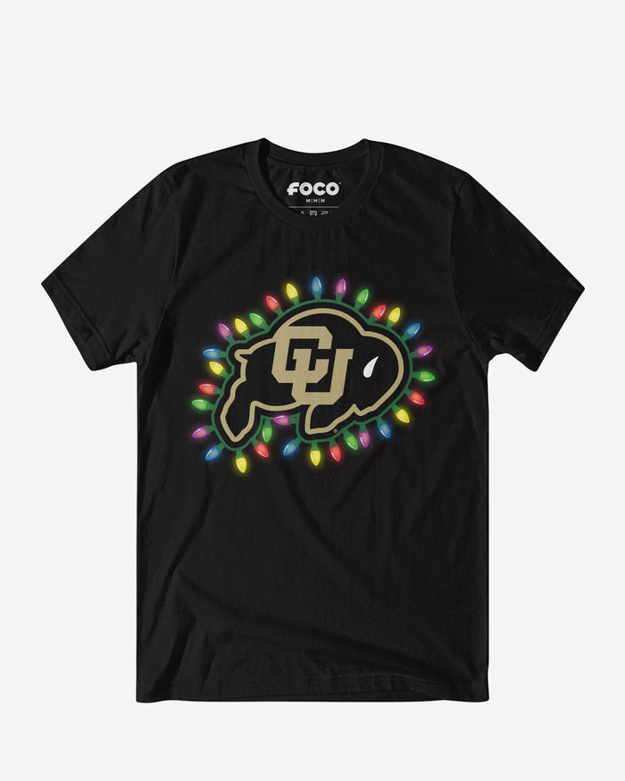 Colorado Buffaloes Primary Logo Holiday Lights T-Shirt FOCO S - FOCO.com