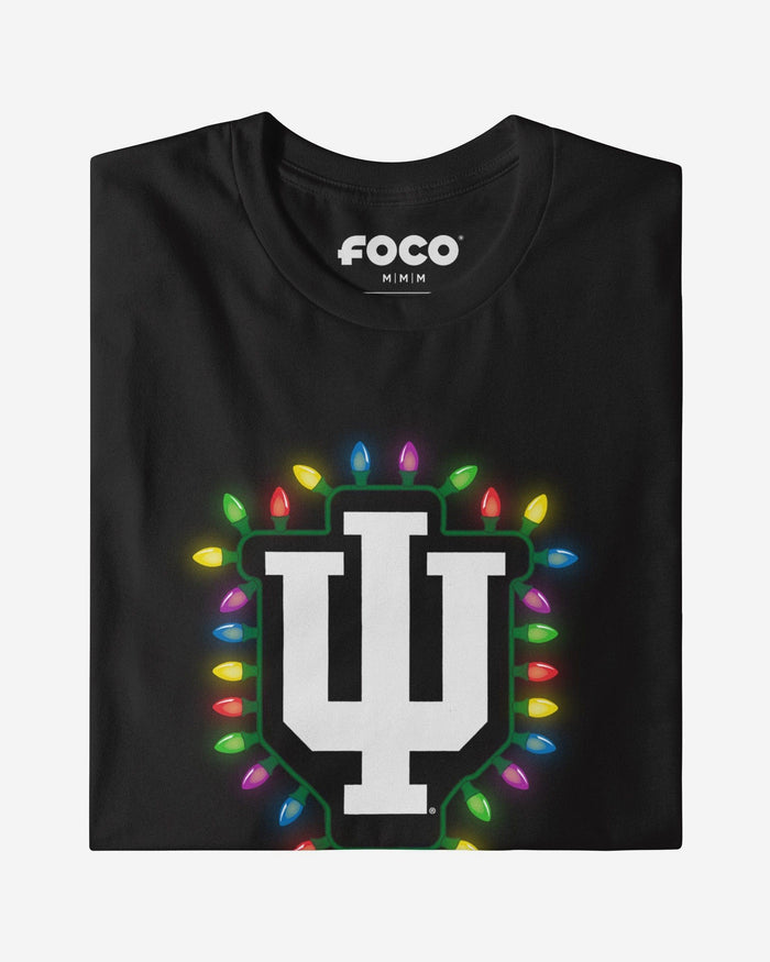 Indiana Hoosiers Primary Logo Holiday Lights T-Shirt FOCO S - FOCO.com