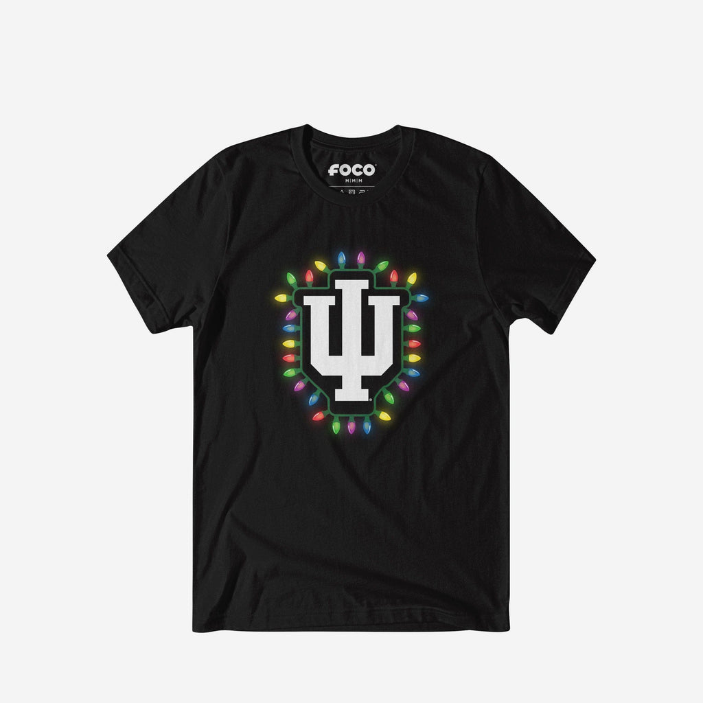 Indiana Hoosiers Primary Logo Holiday Lights T-Shirt FOCO S - FOCO.com