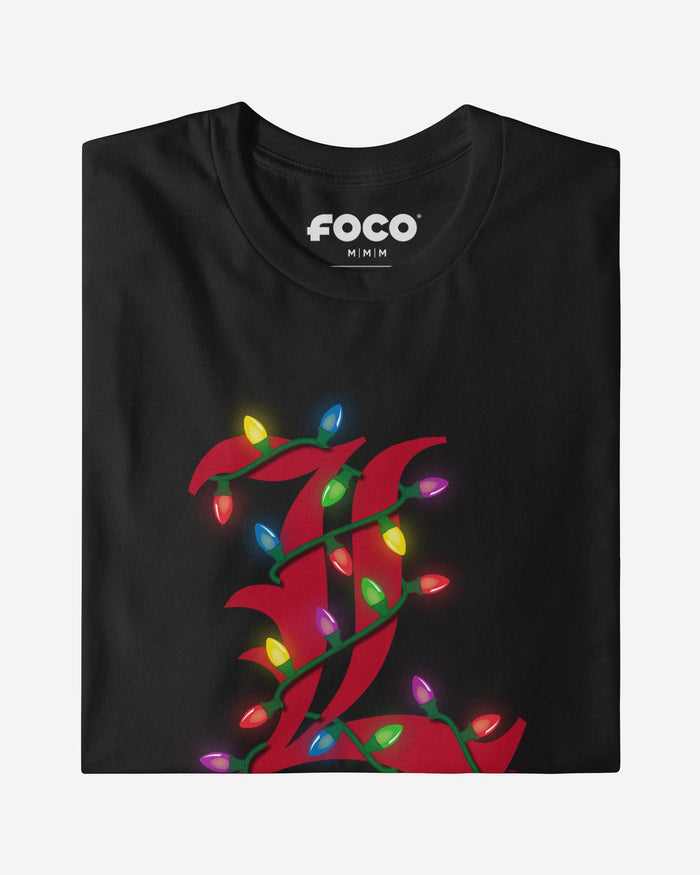 Louisville Cardinals Primary Logo Holiday Lights T-Shirt FOCO S - FOCO.com