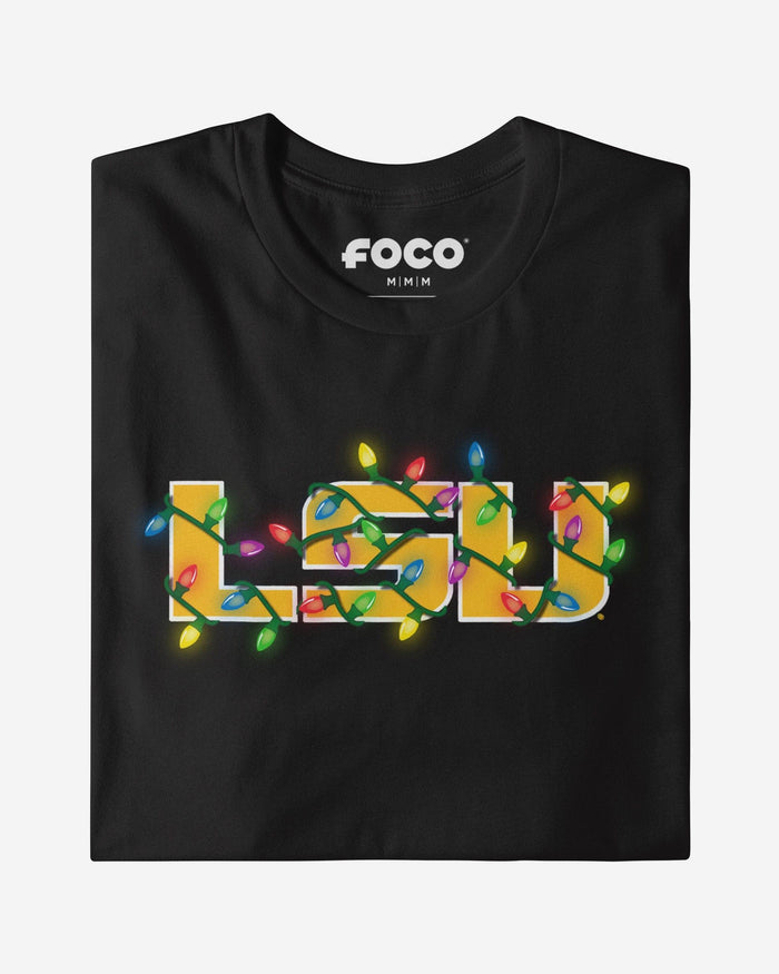 LSU Tigers Primary Logo Holiday Lights T-Shirt FOCO S - FOCO.com
