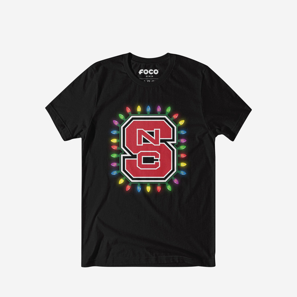 NC State Wolfpack Primary Logo Holiday Lights T-Shirt FOCO S - FOCO.com