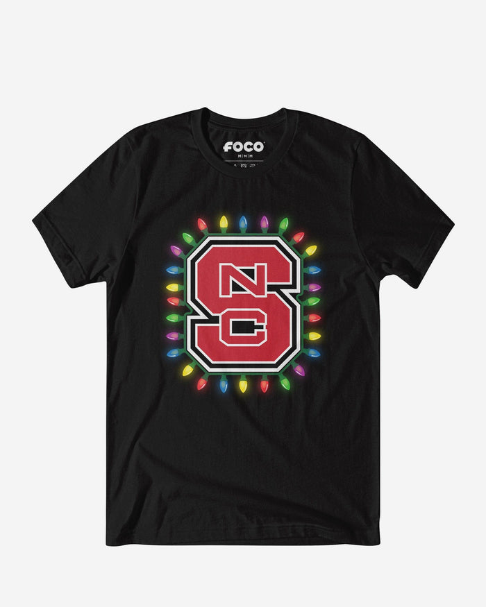 NC State Wolfpack Primary Logo Holiday Lights T-Shirt FOCO S - FOCO.com
