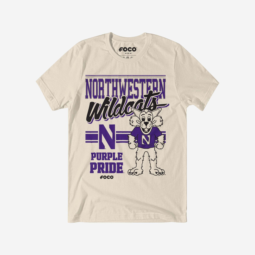 Willie the Wildcat Northwestern Wildcats Retro Logo Mascot T-Shirt FOCO S - FOCO.com