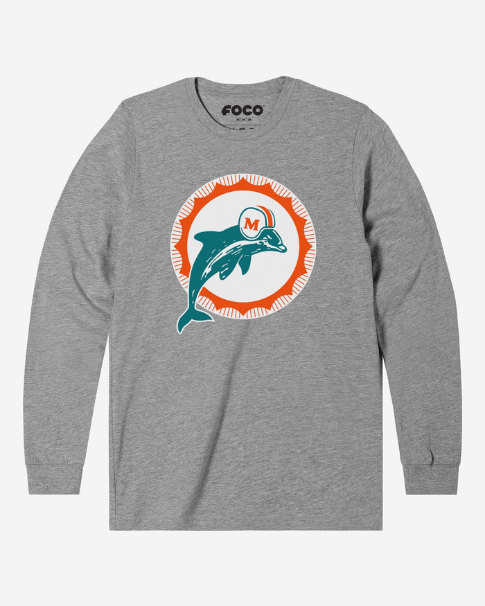 Miami Dolphins 1966 Retro Logo Long Sleeve T-Shirt FOCO Athletic Heather S - FOCO.com