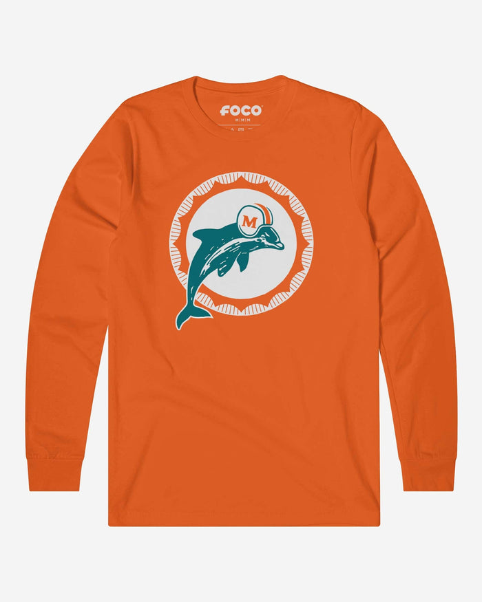 Miami Dolphins 1966 Retro Logo Long Sleeve T-Shirt FOCO Orange S - FOCO.com