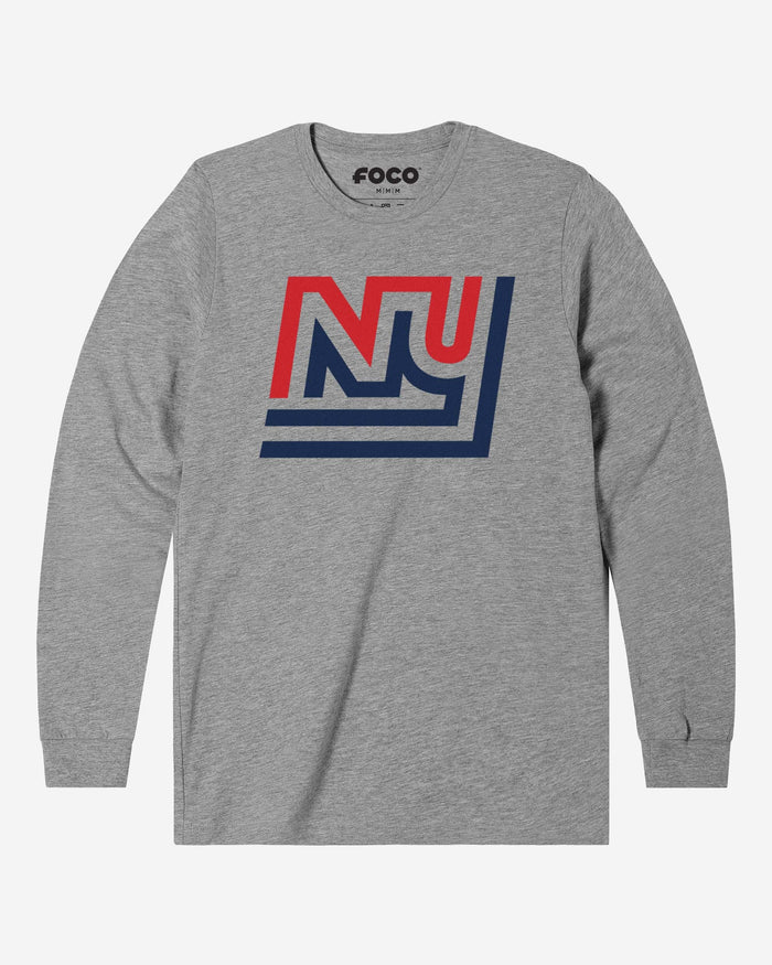New York Giants 1975 Retro Logo Long Sleeve T-Shirt FOCO Athletic Heather S - FOCO.com