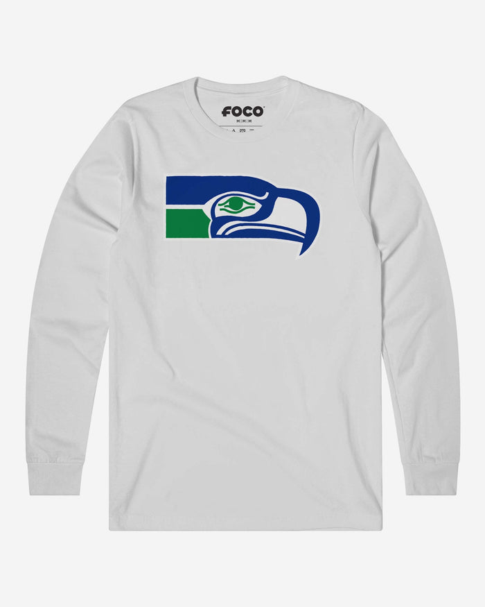 Seattle Seahawks 1976 Retro Logo Long Sleeve T-Shirt FOCO White S - FOCO.com