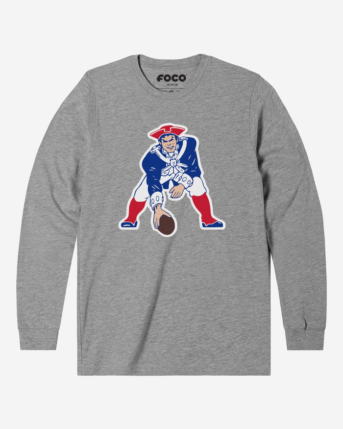 New England Patriots 1979 Retro Logo Long Sleeve T-Shirt FOCO Athletic Heather S - FOCO.com