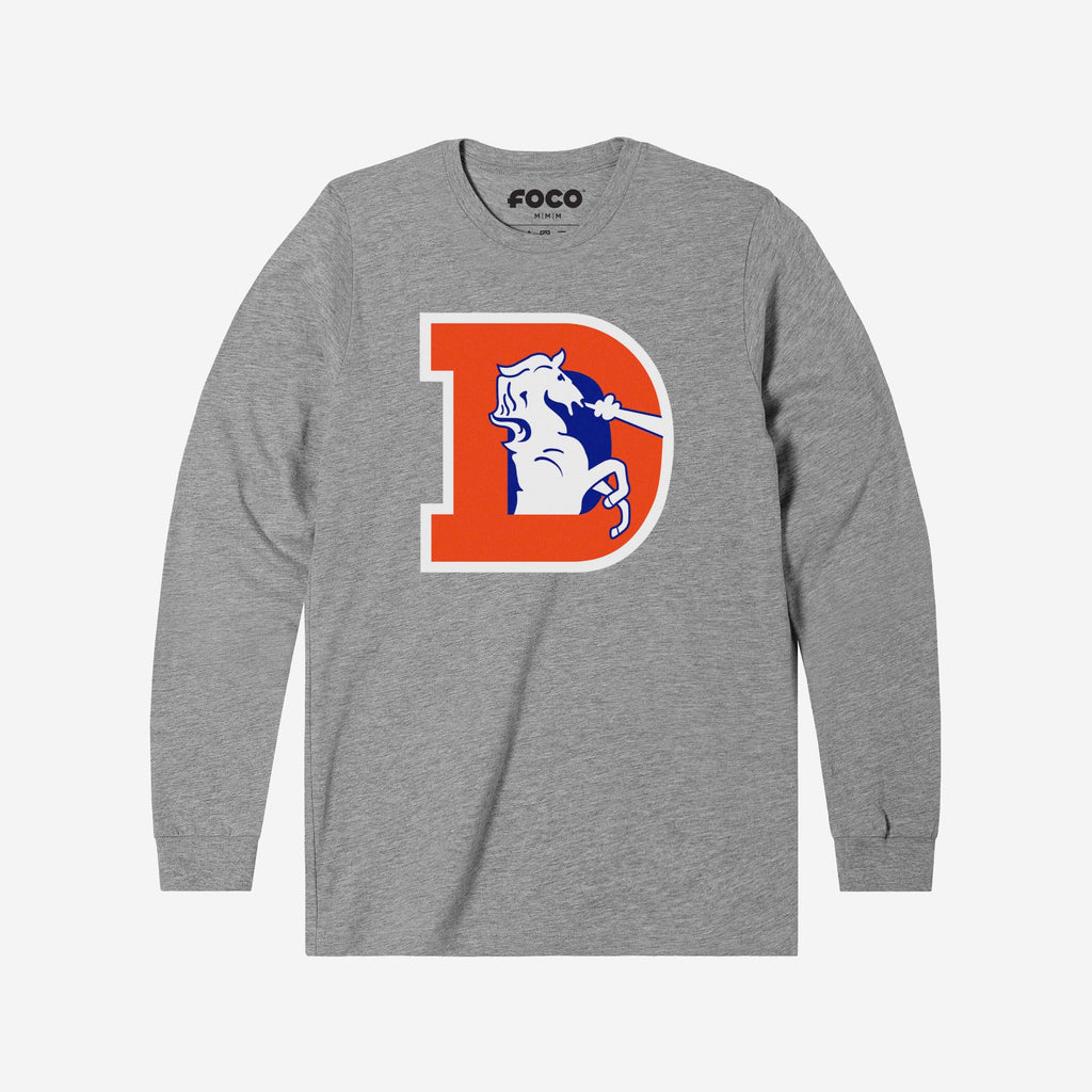 Denver Broncos 1993 Retro Logo Long Sleeve T-Shirt FOCO Athletic Heather S - FOCO.com
