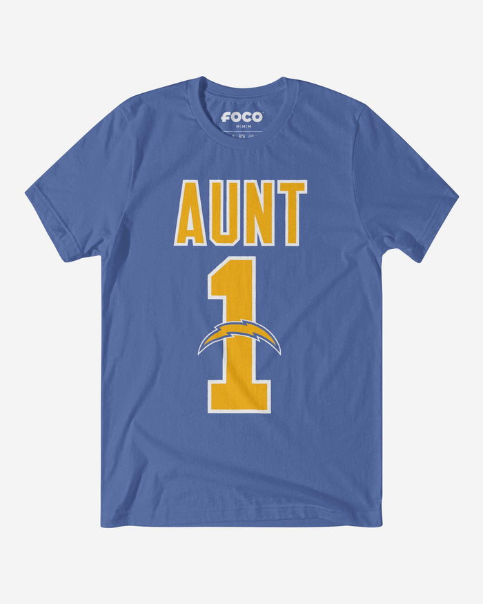 Los Angeles Chargers Number 1 Aunt T-Shirt FOCO S - FOCO.com