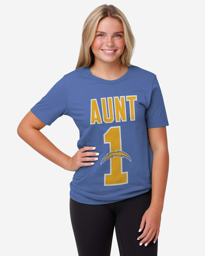 Los Angeles Chargers Number 1 Aunt T-Shirt FOCO - FOCO.com