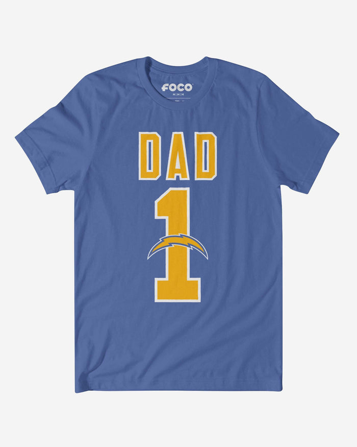 Los Angeles Chargers Number 1 Dad T-Shirt FOCO S - FOCO.com