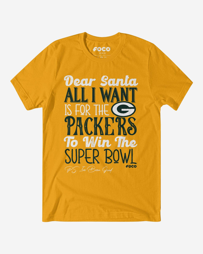 Green Bay Packers All I Want T-Shirt FOCO Gold S - FOCO.com