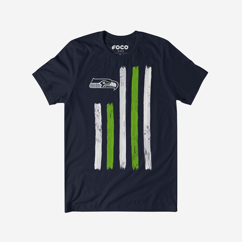 Seattle Seahawks Brushstroke Flag T-Shirt FOCO S - FOCO.com