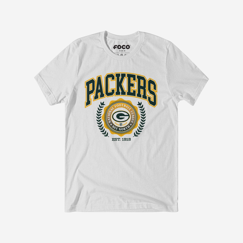 Green Bay Packers Team Crest T-Shirt FOCO White S - FOCO.com