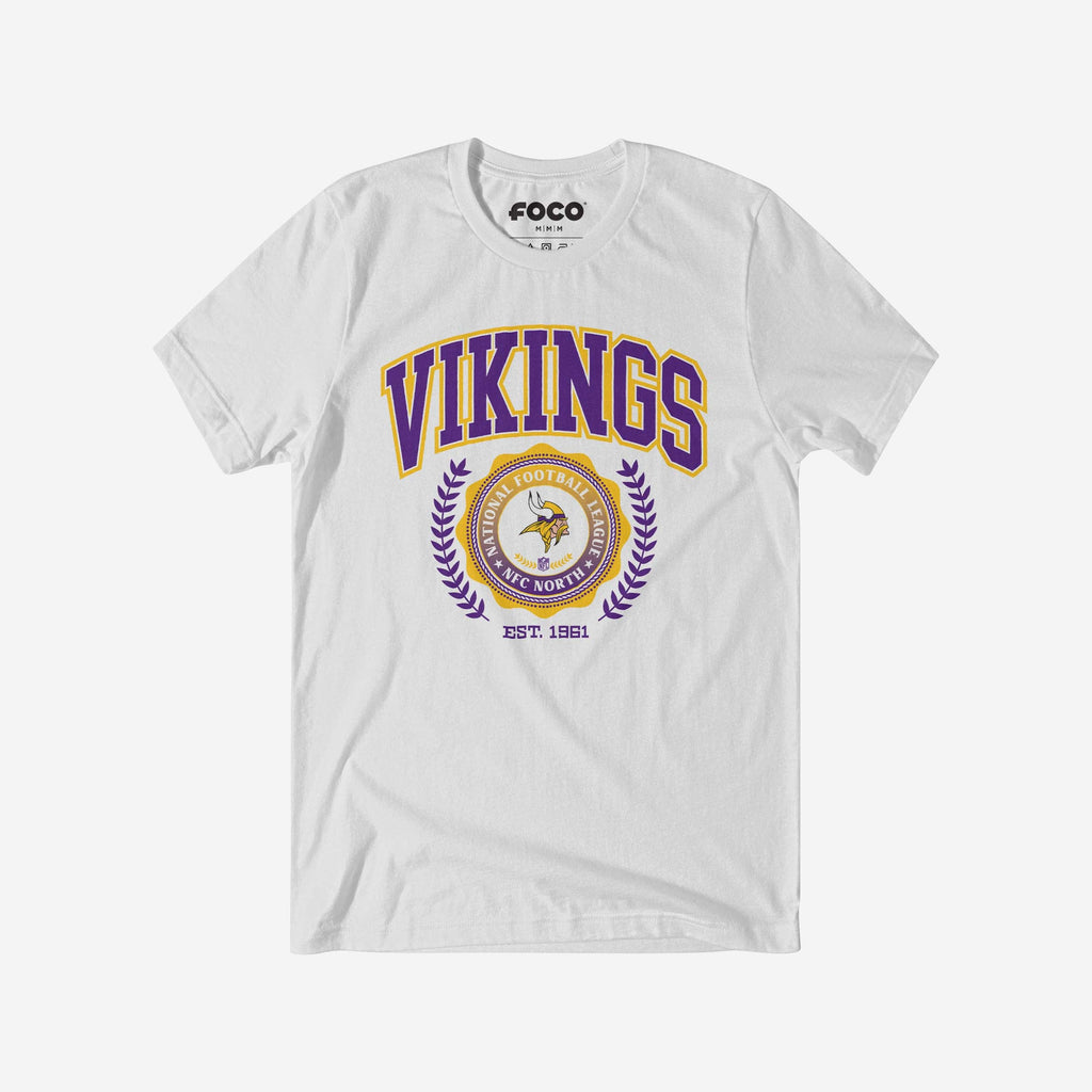 Minnesota Vikings Team Crest T-Shirt FOCO White S - FOCO.com