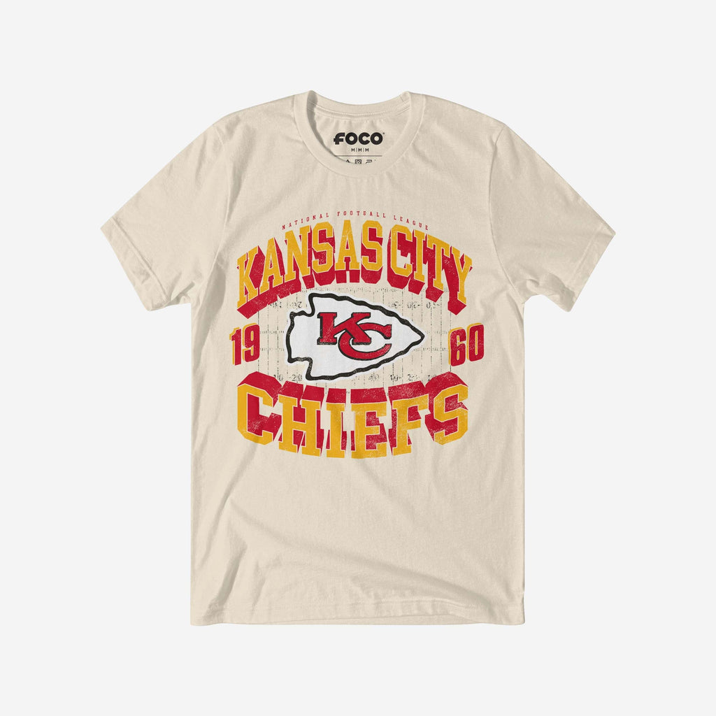 Kansas City Chiefs Field Arched Wordmark T-Shirt FOCO Natural S - FOCO.com