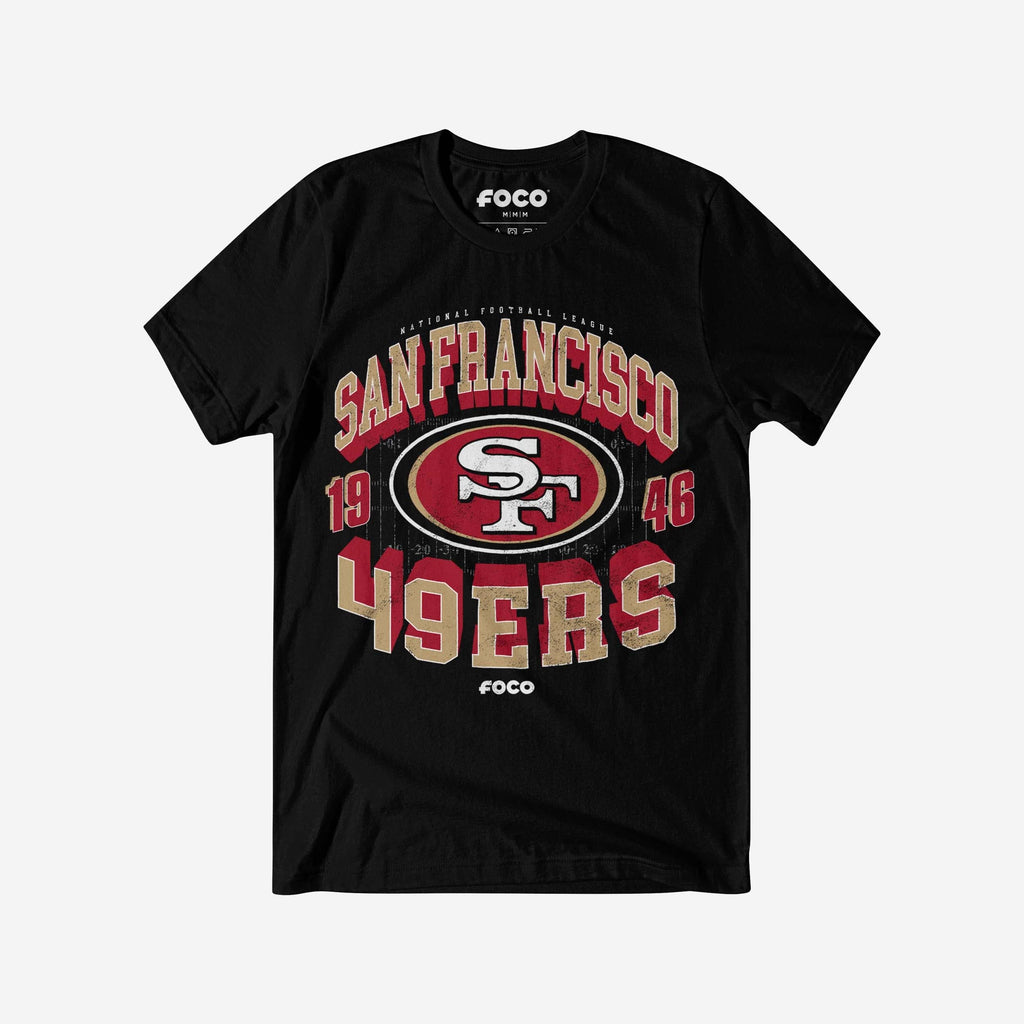 San Francisco 49ers Field Arched Wordmark T-Shirt FOCO S - FOCO.com