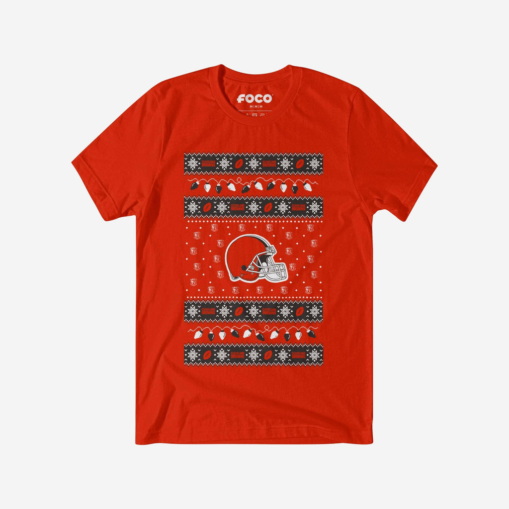 Cleveland Browns Holiday Lights Sweater T-Shirt FOCO S - FOCO.com