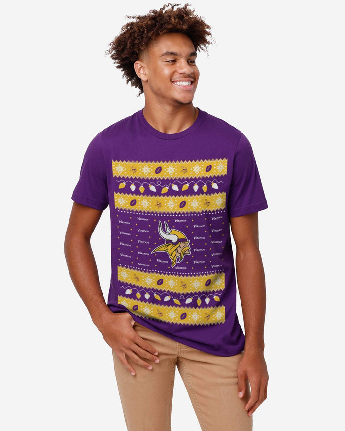 Minnesota Vikings Holiday Lights Sweater T-Shirt FOCO - FOCO.com