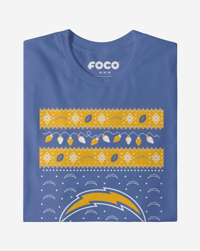 Los Angeles Chargers Holiday Lights Sweater T-Shirt FOCO - FOCO.com