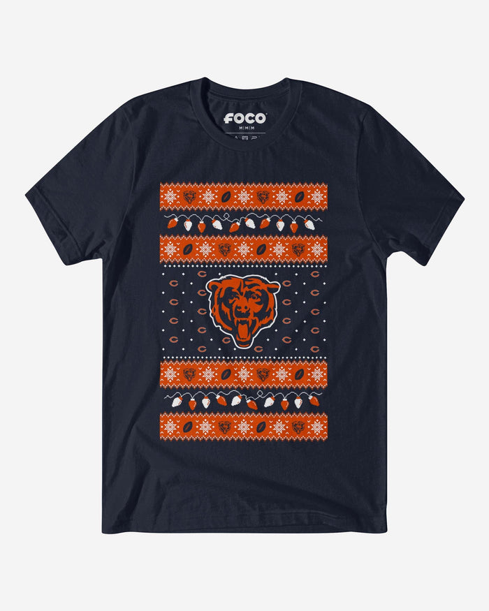 Chicago Bears Holiday Lights Sweater T-Shirt FOCO S - FOCO.com