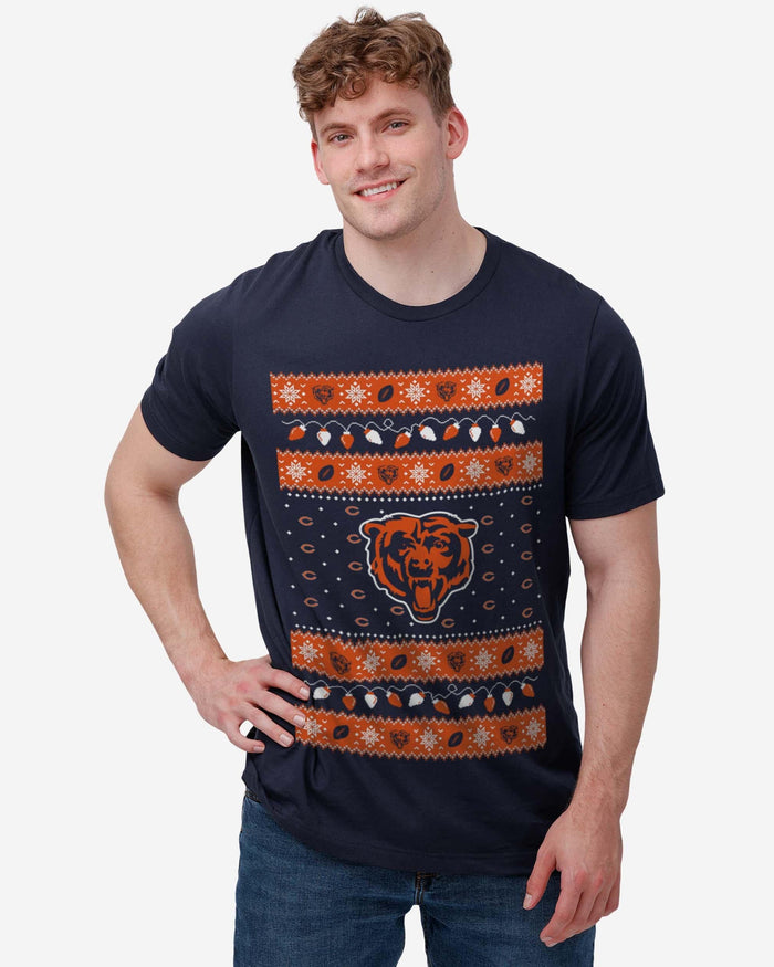 Chicago Bears Holiday Lights Sweater T-Shirt FOCO - FOCO.com